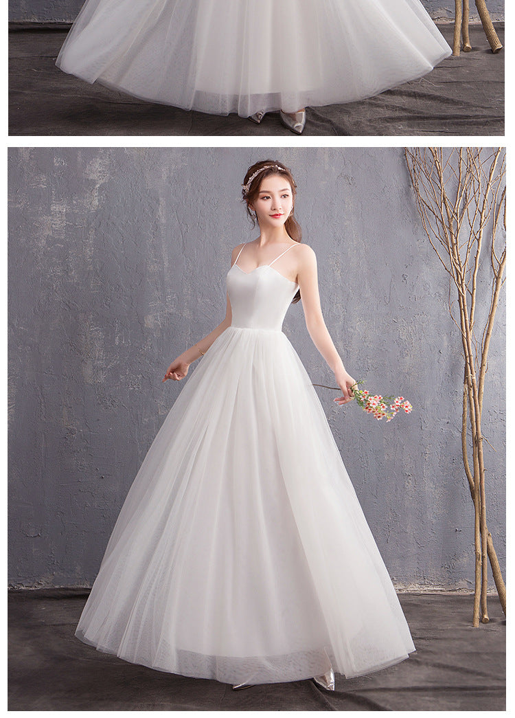 Performance Evening Dress Spring New Wedding Dress Bridesmaid Dress Strap Long Travel Photo Couple Photo Light Wedding Dress
