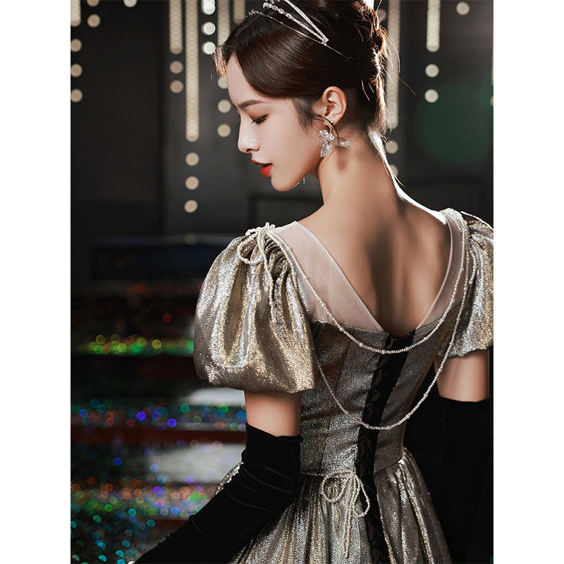 Banquet Evening Dress 2024 New Autumn Art Exam Vocal Music Host Dress Elegant Fairy Temperament Annual Meeting Dress