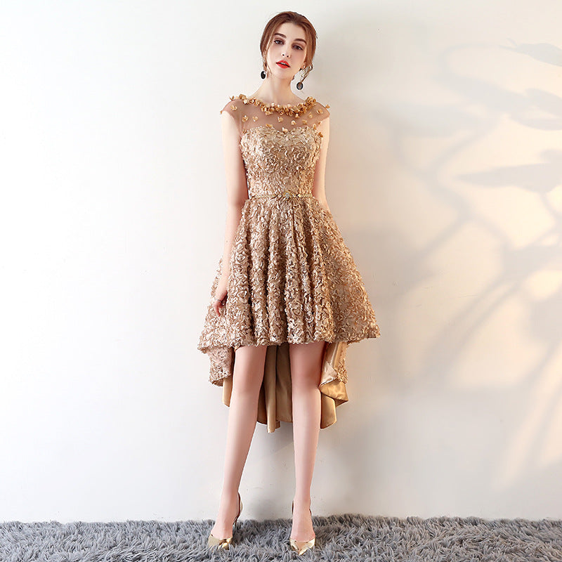 Evening Dress Women's Short 2024 New Banquet Elegant Host Dress Sweet Princess Party Dress