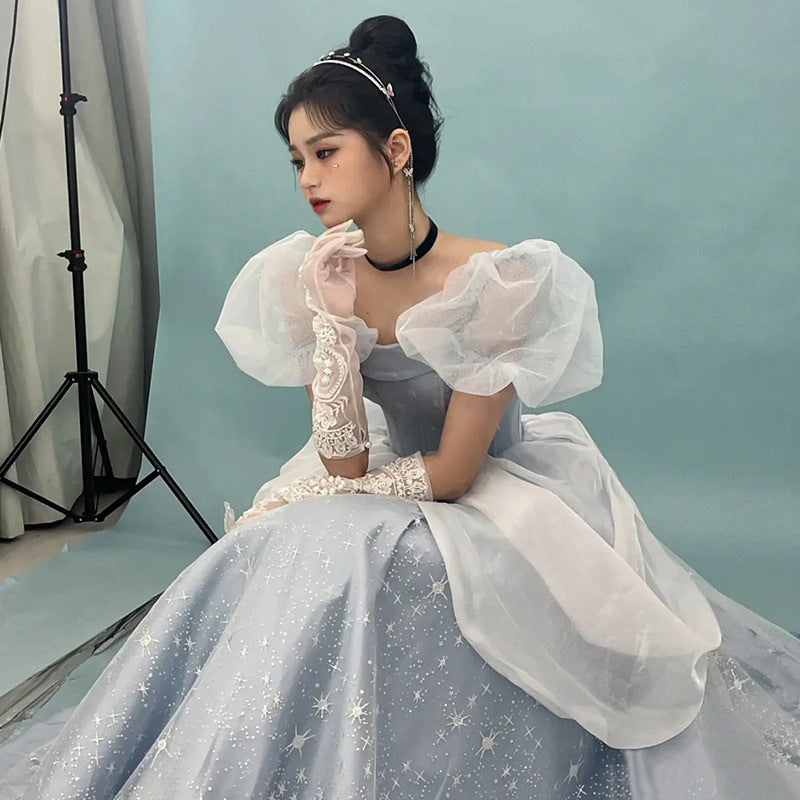 Evening Dress Women's, Blue Fairy High Sense Niche Princess Adult Ceremony Light Luxury Temperament Ladies Banquet Dress