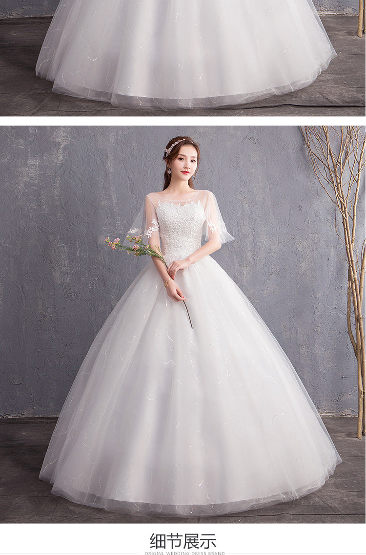 Primary Wedding Dress 2024 New Bridal Wedding off-Shoulder Wedding Dress Simple Korean Style Floor-Length Light Wedding Dress Factory Approval