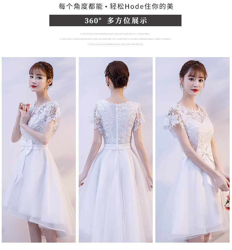 2024 New High Waist Toast Dress Bridal Wedding Dress Bridesmaid Wedding Dress Large Swing Belly Covering Lace Dress Long Dress