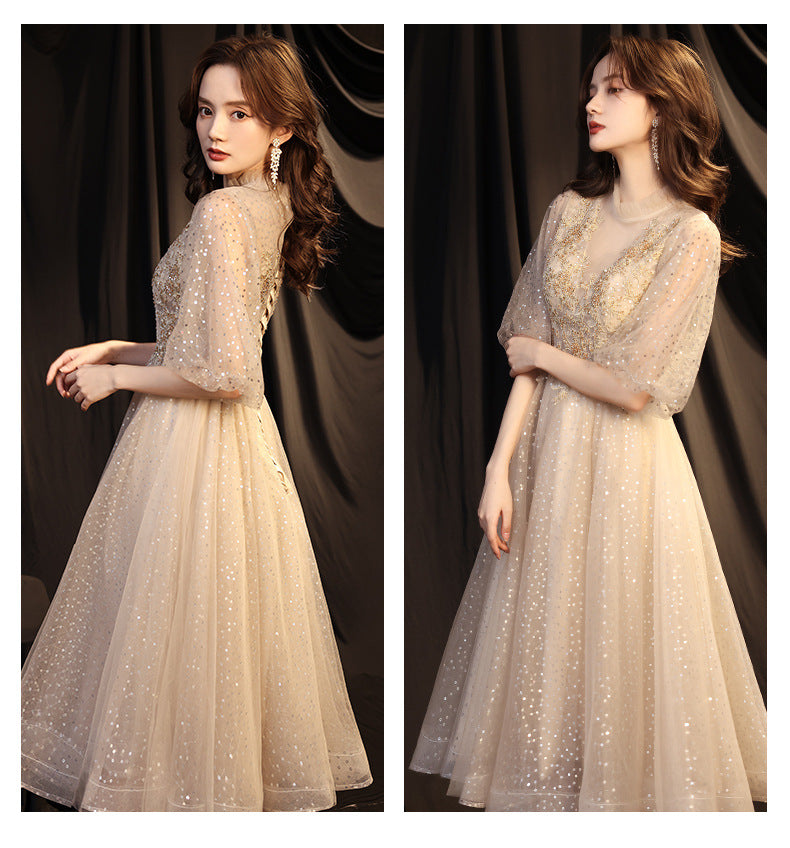 Banquet Evening Dress 2024 New Autumn Graceful and Fashionable Bridesmaid Dress Socialite Grand Host Annual Party Evening Dress