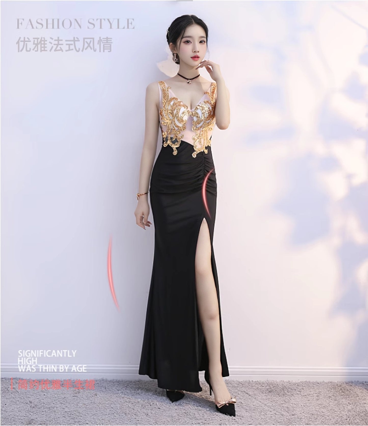 Sexy Dress Ladies Temperament Banquet Evening Dress Hotel KTV Club Public Relations Glade Dress Long Dress