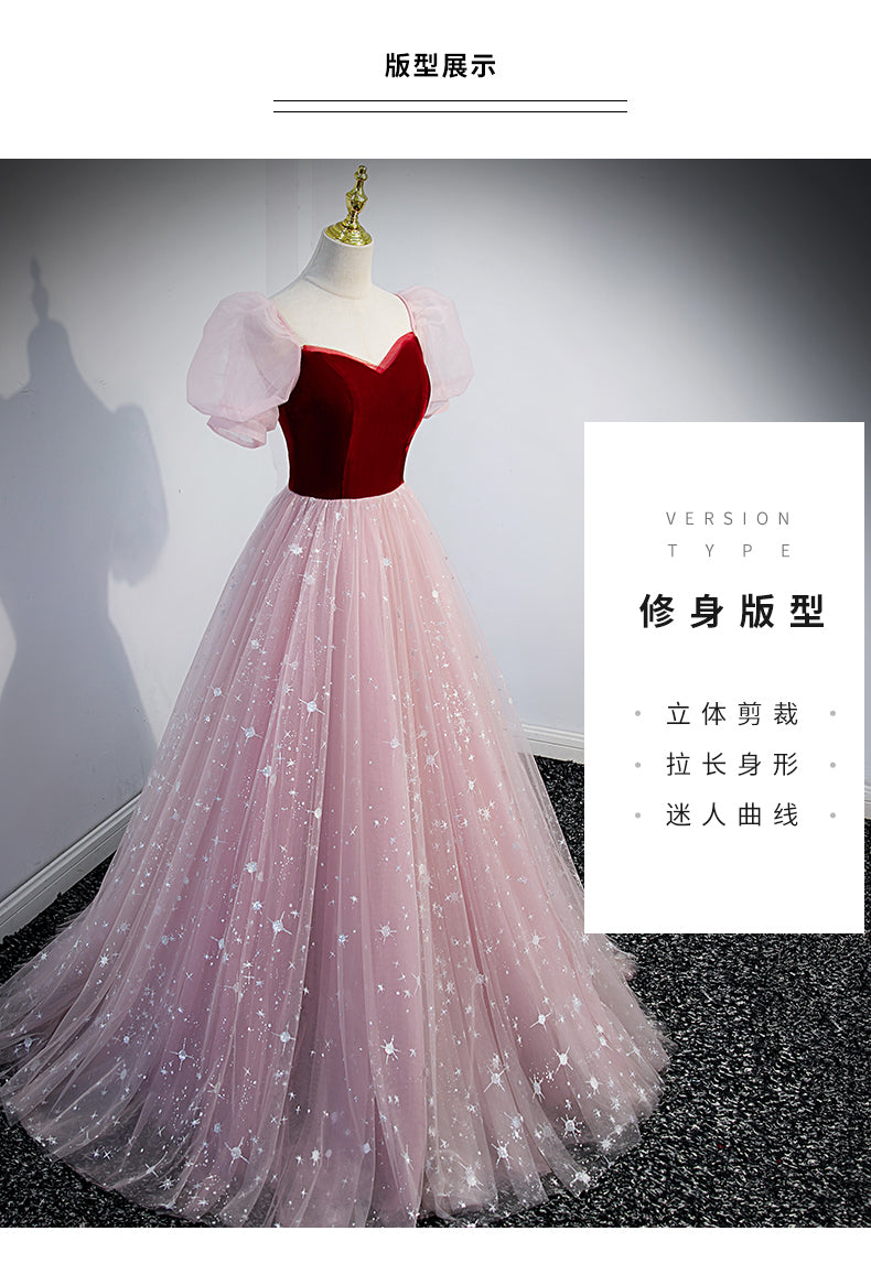 French Princess Dress Evening Dress Female Adult Ceremony Fairy Starry Sky Gradient Dress Student Graduation Ceremony Piano Performance