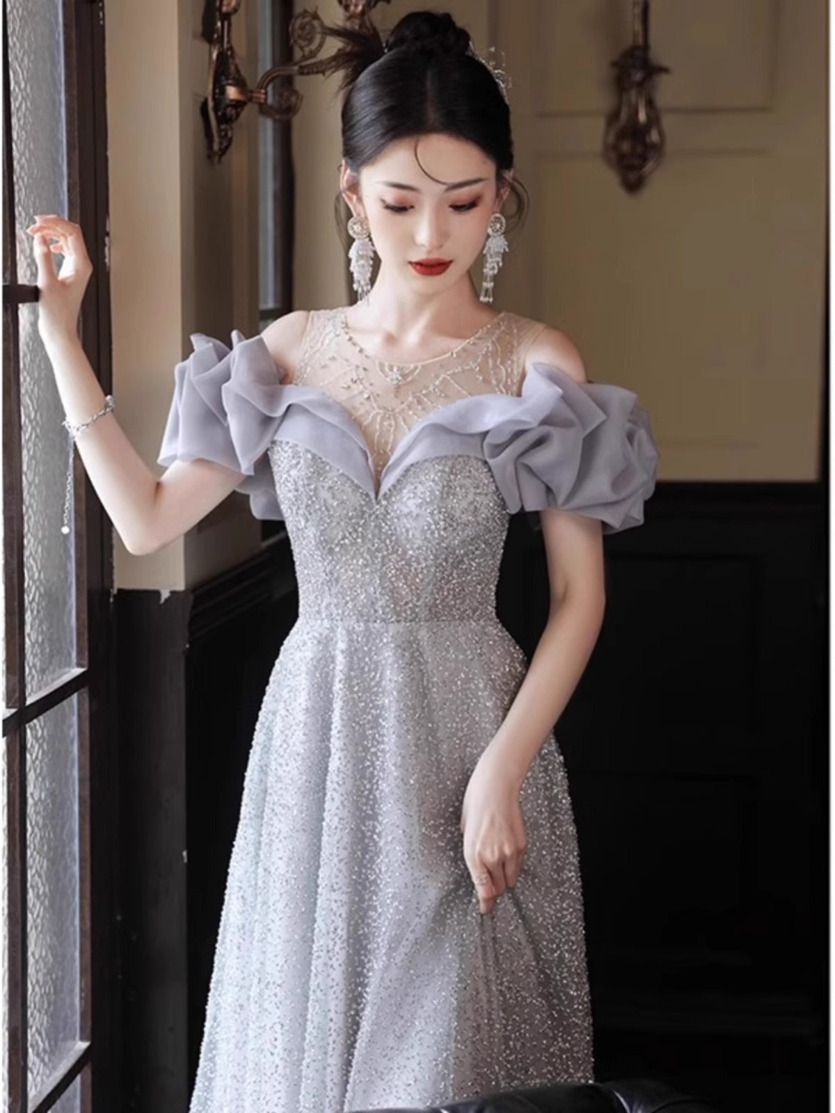 Banquet Evening Dress 2024 New High-Grade Birthday Vocal Music Art Test Host Dress Bride Engagement Dress