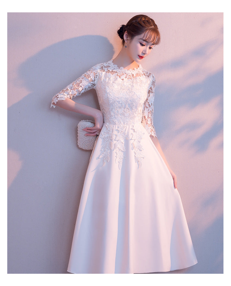 White Evening Dress Skirt Female 2024 New Daily Style Fairy Banquet Temperament Student Chorus Performance