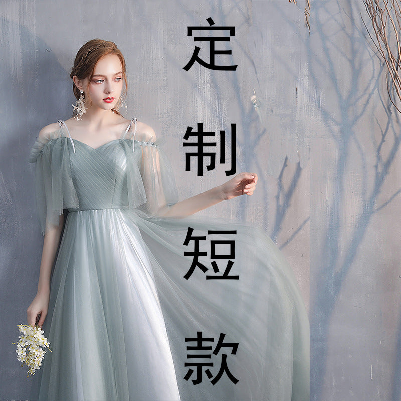 Bridesmaid Dress 2024 New Spring Mori Fairy Bridesmaid Ladybro Dress Dress Long Slim-Fit Banquet Evening Dress for Women