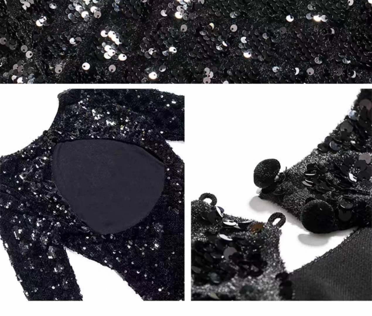 2024 Spring and Summer New Velvet Sequined Long Sleeve Dress Women's Sexy Skinny Hip Dress Socialite Temperament