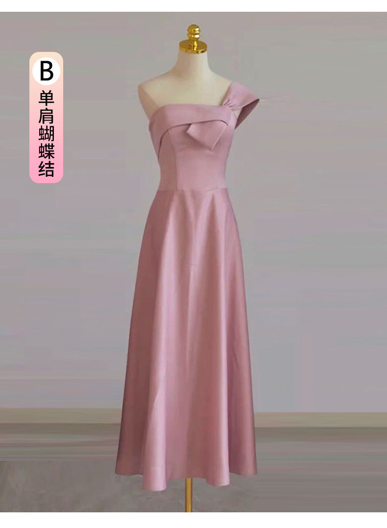 Bridesmaid Dress for Women 2024 New Summer Pink Small Wedding Daily Style Fairy Temperament Ladybros' Dress Women