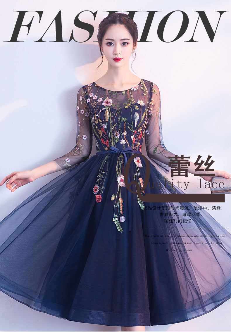 Banquet Evening Dress 040 New Fashion Elegant Dress for Women Small Dress Dress for Women Mid-Length Evening Dress