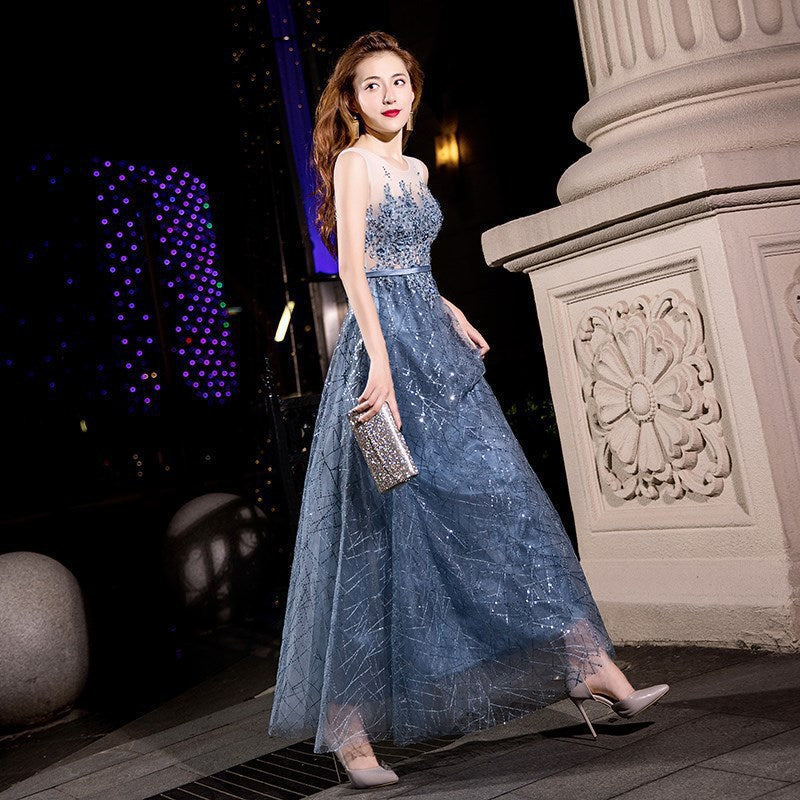 Elegant Evening Dress Women's 2024 Autumn New Annual Meeting Dignified Generous Long Slimming Host Banquet Evening Dress