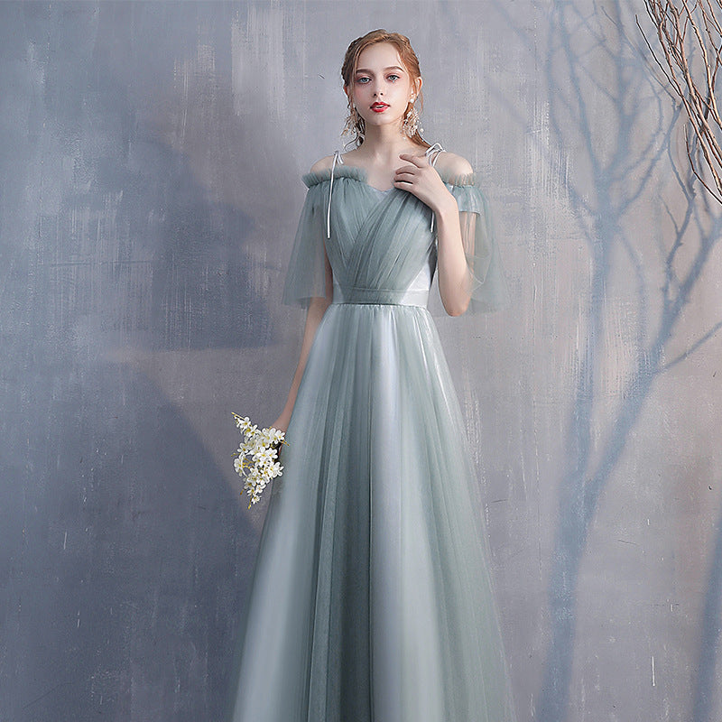 Bridesmaid Dress 2024 New Spring Mori Fairy Bridesmaid Ladybro Dress Dress Long Slim-Fit Banquet Evening Dress for Women