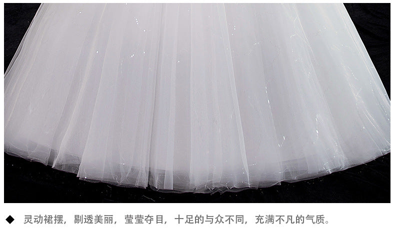 Wedding Dress Bridal New French Style Floor-Length Simple Forest Style Slimming Off-Shoulder Studio Light Wedding Dress H25