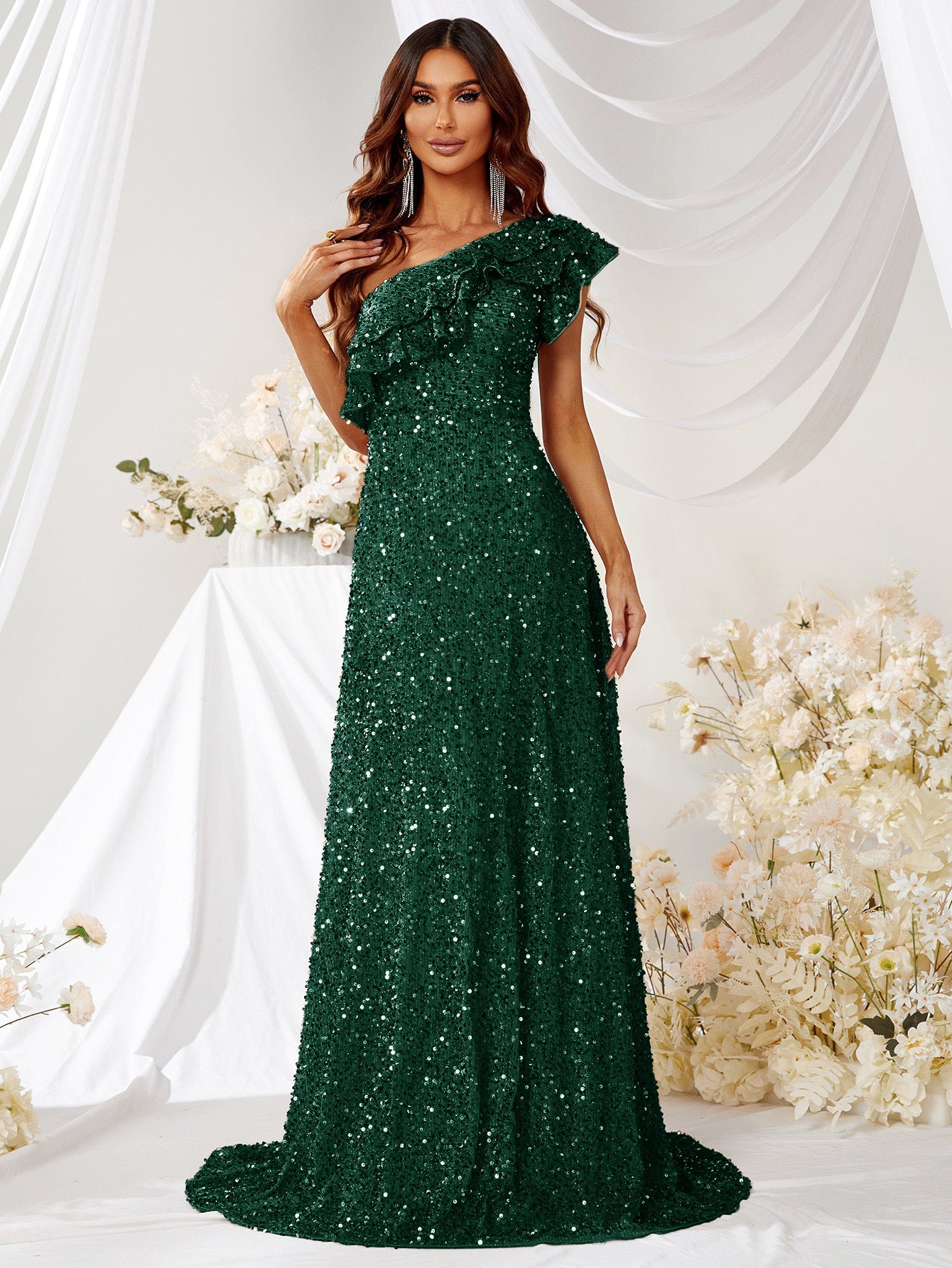 Cross-Border Dance Formal Dress Elegant Long Banquet Evening Dress Broken Size Leak-Picking Special Session