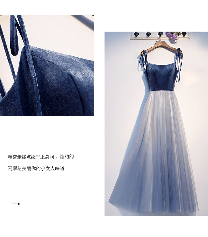 2024 New Long Slimming Birthday Party Dress Host Simple and Elegant Evening Dress Bridesmaid Dress Fairy