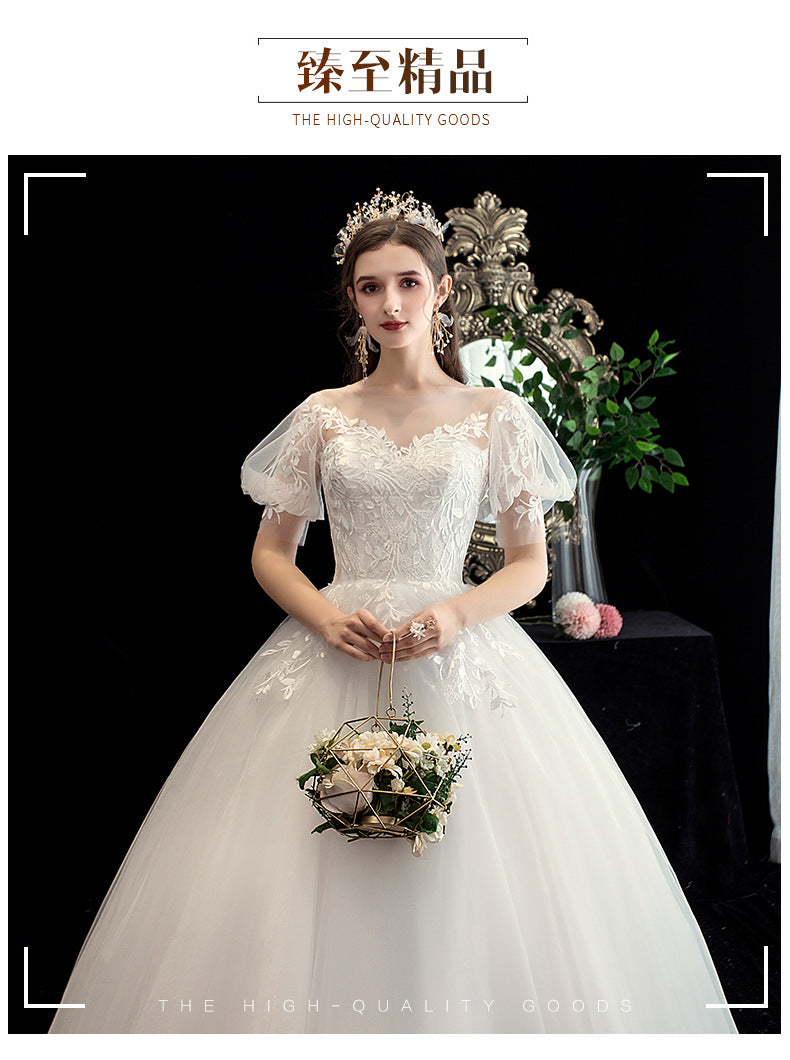 Wedding Dress 2024 New Korean Style Slim Fit Bridal Wedding Dress plus Size Lace Photo Studio Wedding Small H26