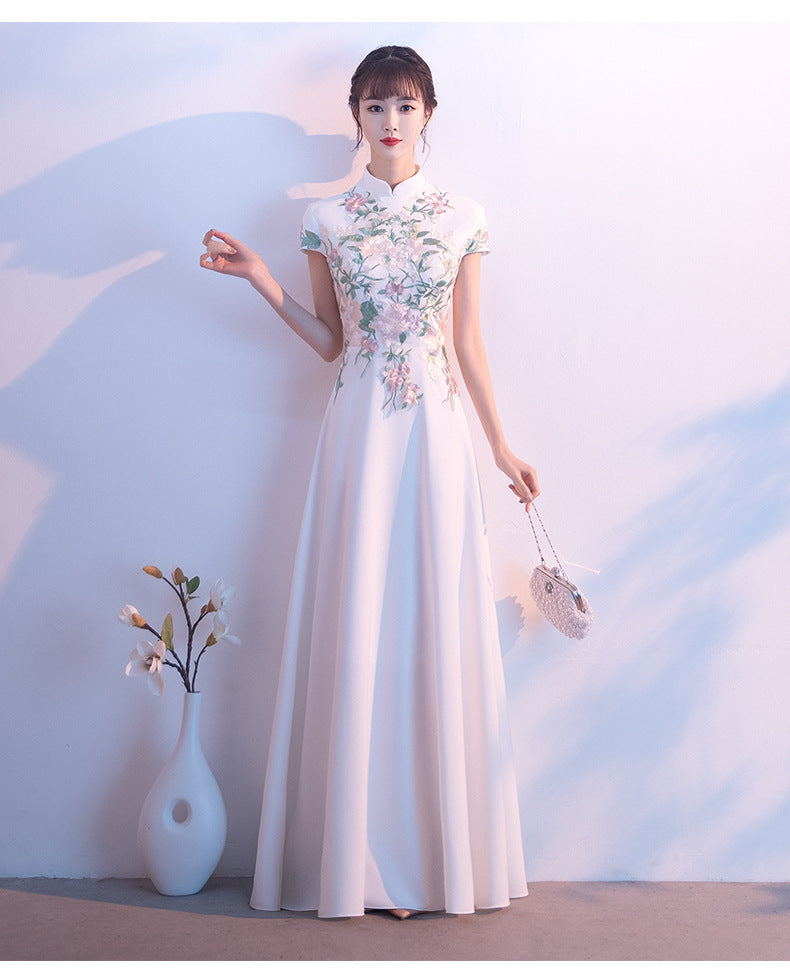 Chinese Style Chorus Competition Dress Women's New Elegant Annual Meeting Host Stand Collar Costume Long Elegant Clothing