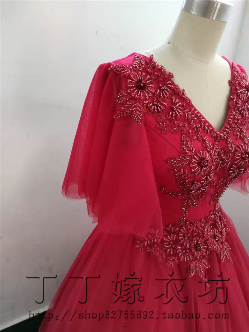 Colored Mesh 2024 New Bubble Skirt Vocal Music Student Art Exam Dress Female Long Bel Canto Solo Performance Costume Host