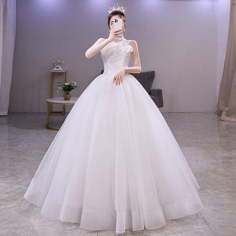 Light Wedding Dress 2024 New Tube Top Slimming Wedding Dress Bride Elegant Dress Fairy Dream Starry Sky Floor-Length Wedding Dress