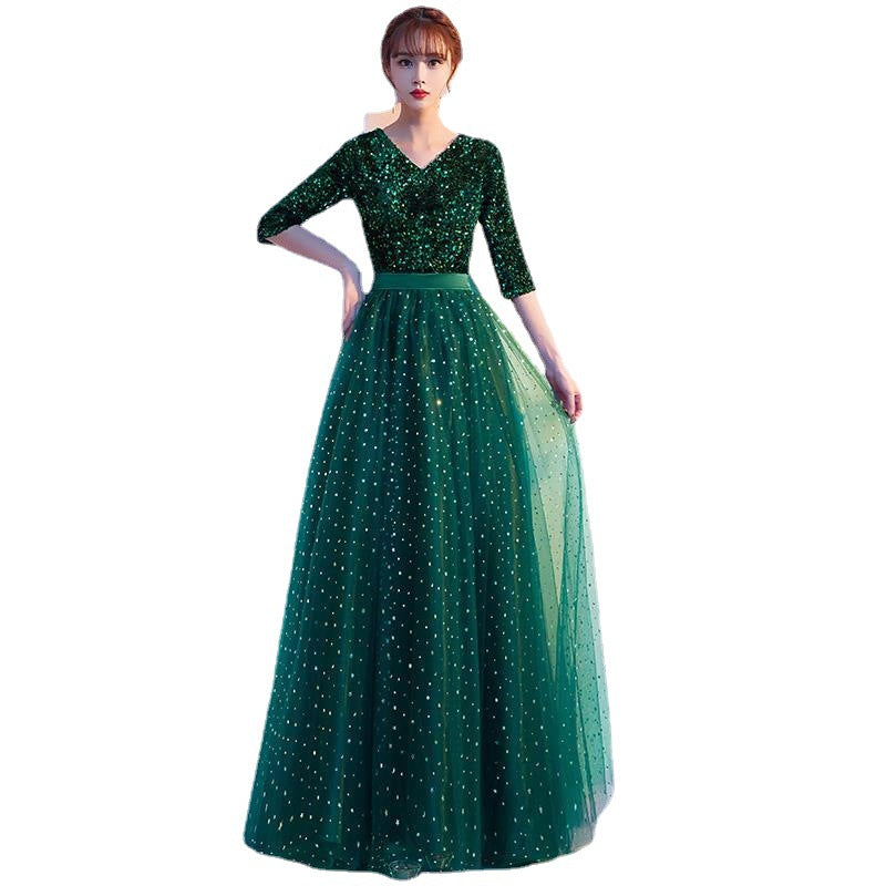 Evening Dress Sequin Green Long Dresses For Women Red Blue Skirt H990