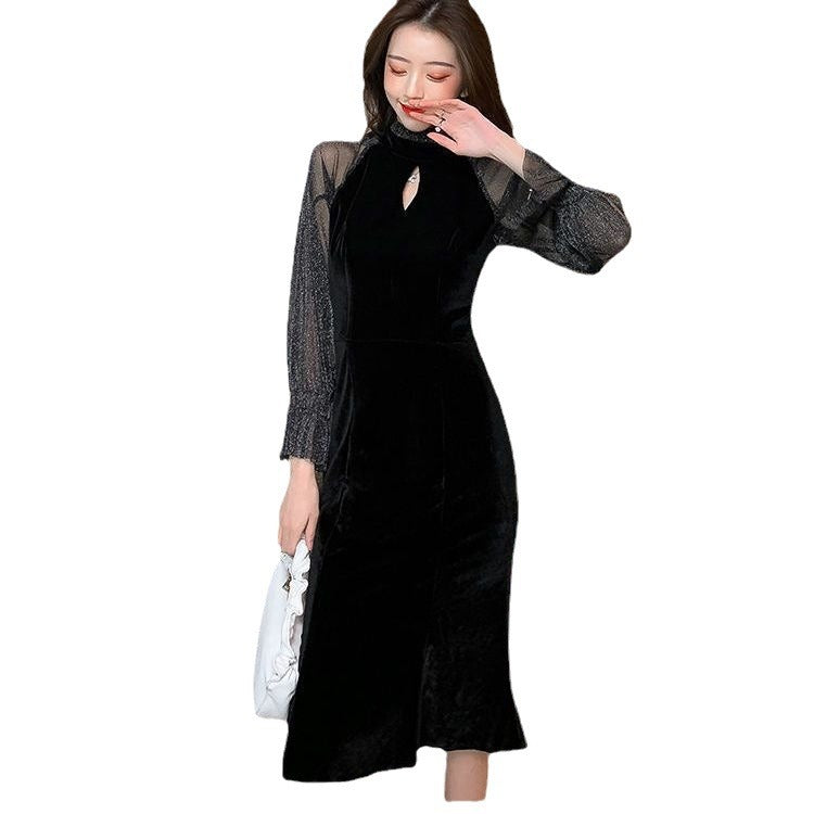 Toast Dress Bride High Sense Spring New Banquet Socialite Host Fishtail Evening Dress Black Slimming Slim Fit