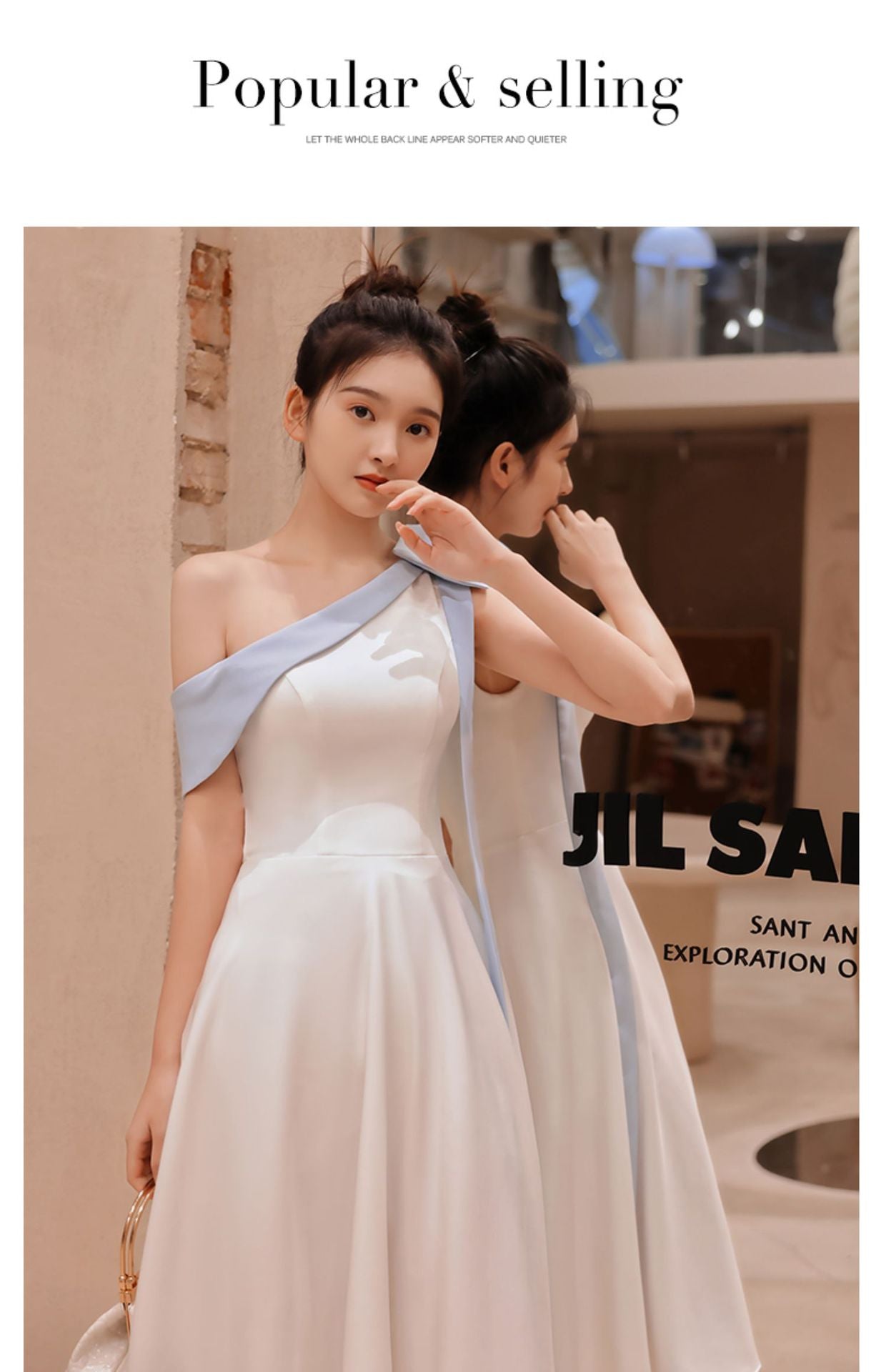 White One Shoulder Little Evening Dress Dress Women's Engagement Birthday Party Usually Wear Light Luxury Minority Light Luxury Art Student