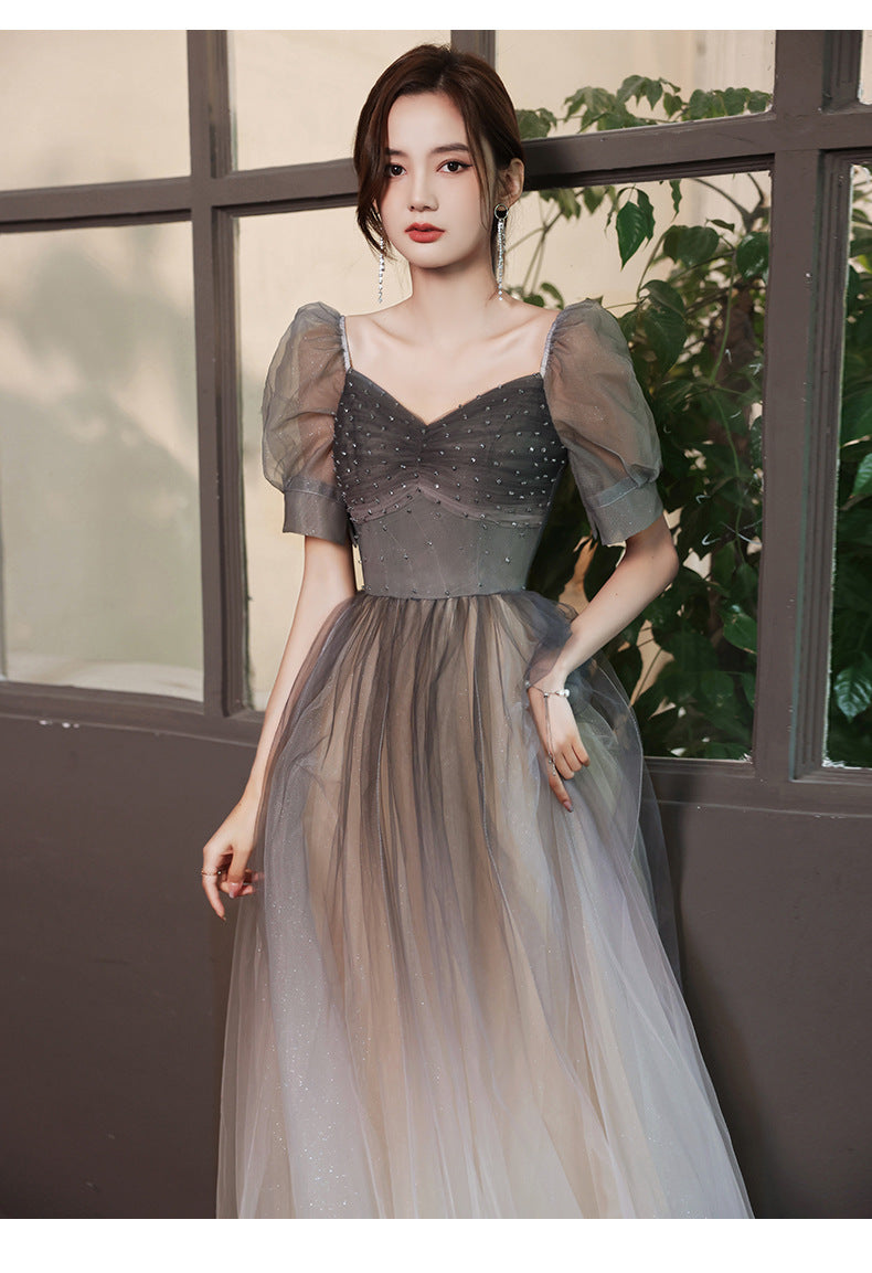 French Evening Dress for Women Light Luxury Minority High-End Banquet Elegant Art Exam High Sense Adult Formal Dress Dress Summer