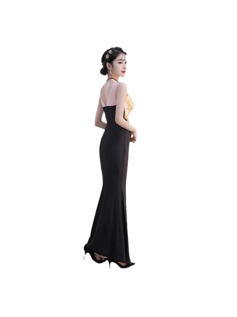 Sexy Dress Ladies Temperament Banquet Evening Dress Hotel KTV Club Public Relations Glade Dress Long Dress