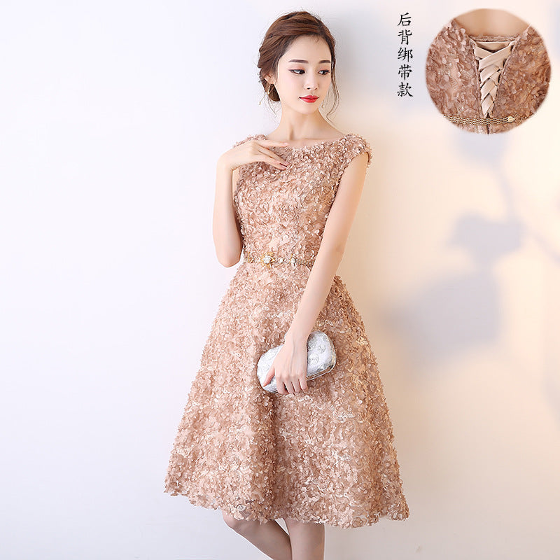 Evening Dress Women's Short 2024 New Banquet Elegant Host Dress Sweet Princess Party Dress