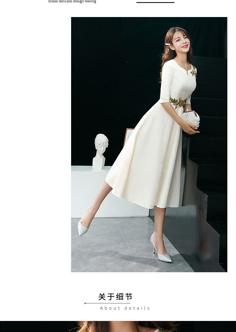 Banquet Evening Dress Dress Women's 2024 New Annual Meeting Host Elegant Long Sleeve Party Dress Mid-Length