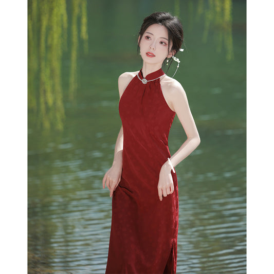 Improved Cheongsam Toast Dress Bride Wedding New Chinese Red High Sense 2023 New Engagement Dress Female Summer