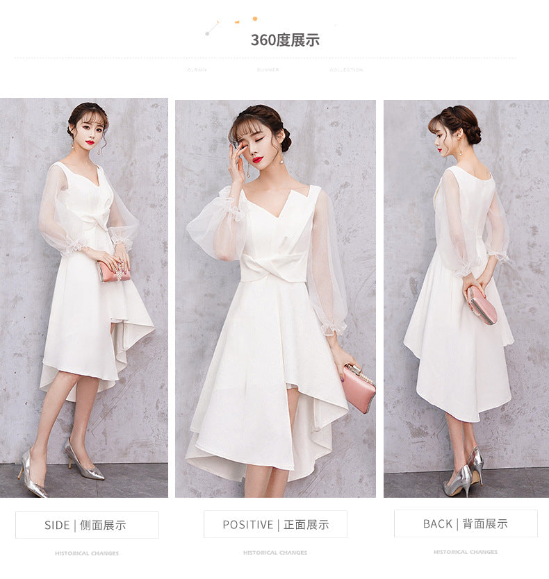 Banquet Evening Dress Female 2023 New Style White Fairy Student Dress Daily Style Temperament Dress Slimming