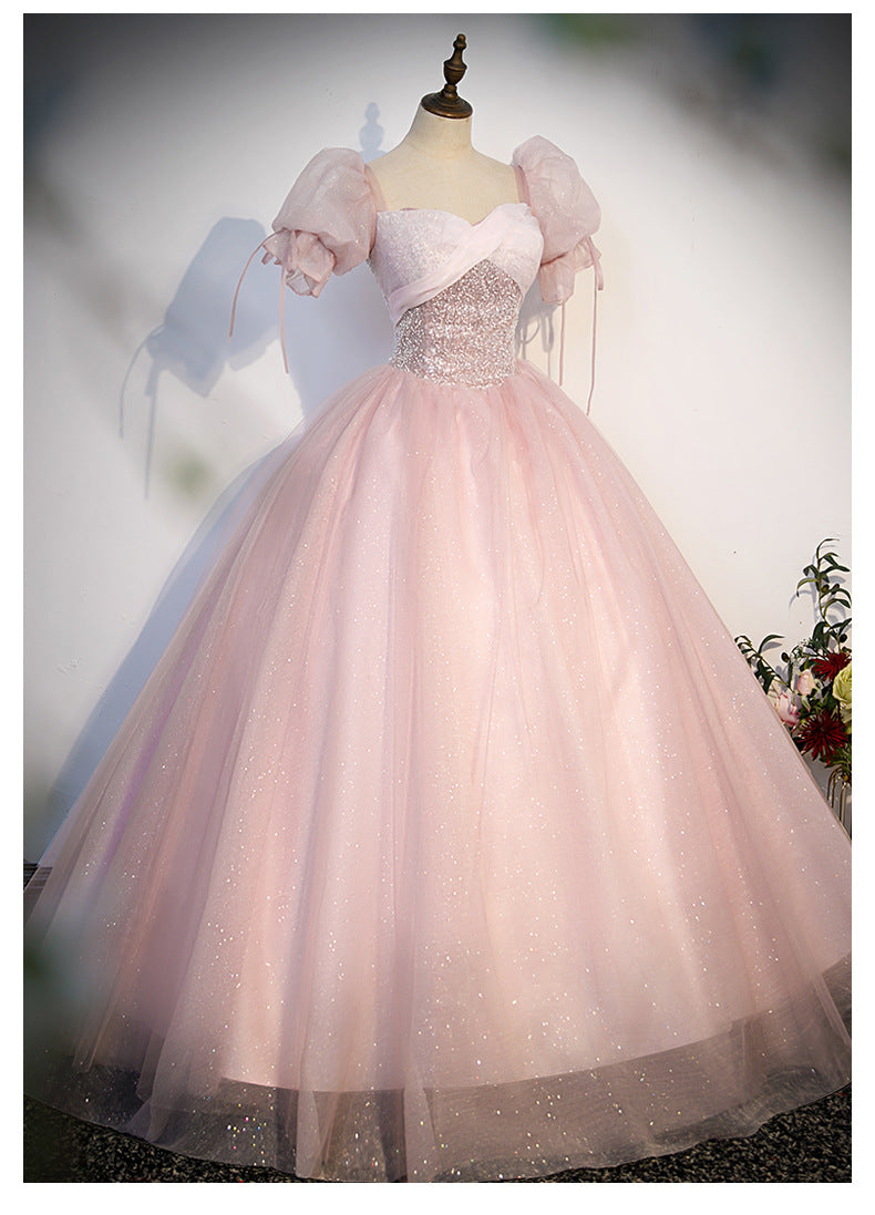 Engagement Evening Dress Pink Princess Bride Toast Dress Stage Performance Solo Wedding Dress Host Formal Dress Wholesale