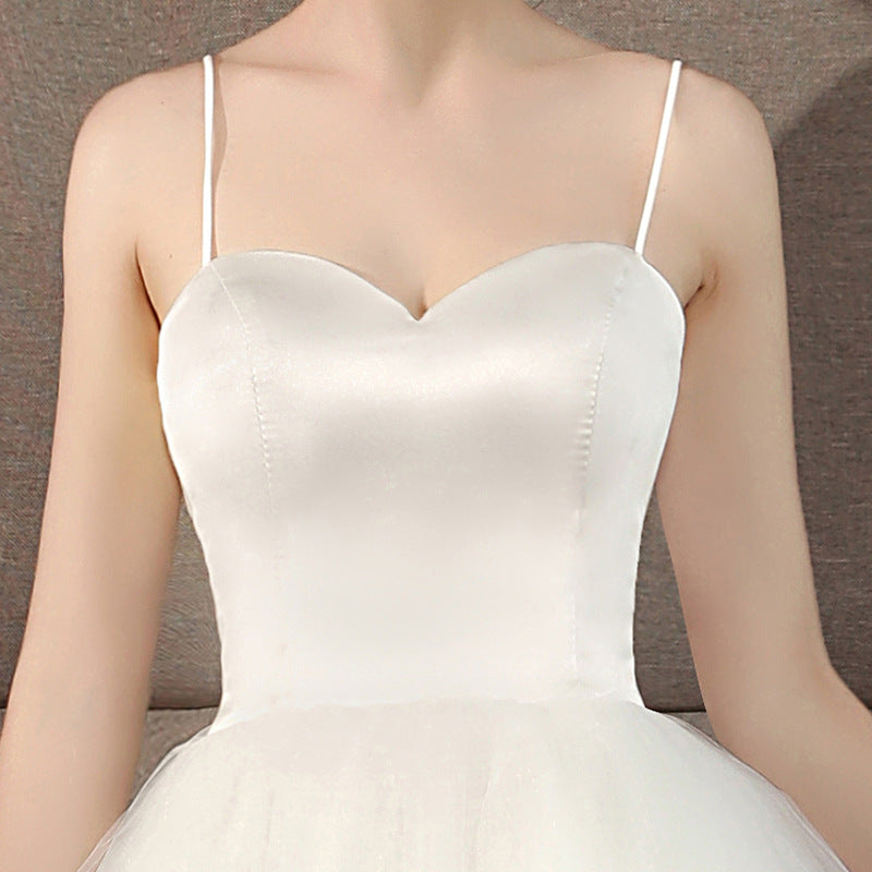 Bridal Bridesmaid Dress Spring New White Wedding Dress Strap Short Photo Light Wedding Dress Graduation Season Photoshoot Women