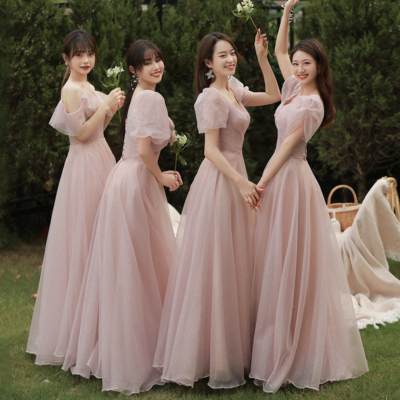 Bridesmaid Dress 2024 New Summer Long Fairy Temperament Slimming Niche Ladybros' Dress Girlfriends Clothes Simple and Elegant