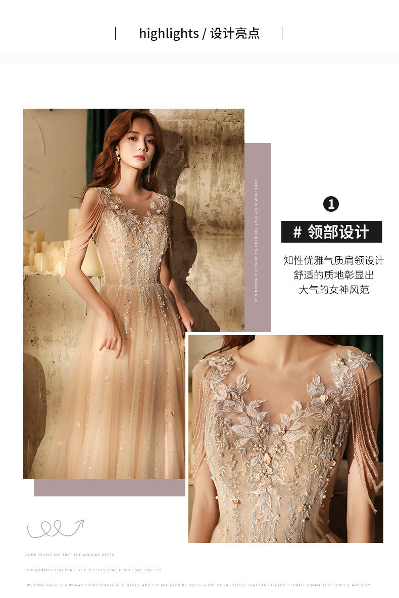 Shoulder Tassel Evening Dress 2024 New Banquet Long Elegant Sexy Socialite Dignified Annual Meeting Host Dress