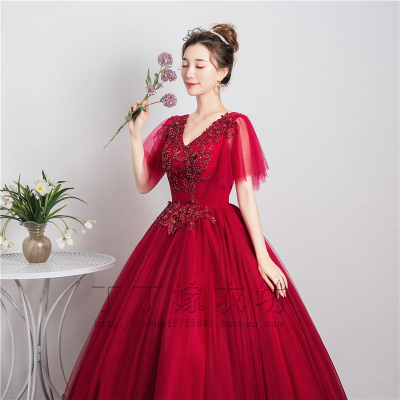Colored Mesh 2024 New Bubble Skirt Vocal Music Student Art Exam Dress Female Long Bel Canto Solo Performance Costume Host