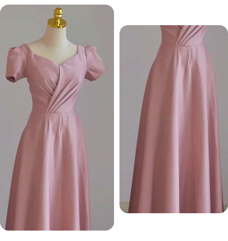 Bridesmaid Dress for Women 2024 New Summer Pink Small Wedding Daily Style Fairy Temperament Ladybros' Dress Women