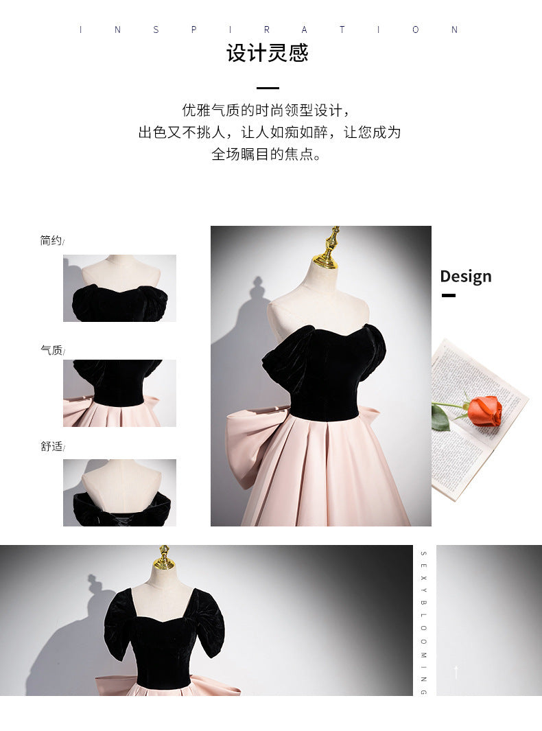 Evening Dress High-End Affordable Luxury Niche French Style High Sense Pink Banquet Annual Meeting Host Solo Vocal Music Art Test