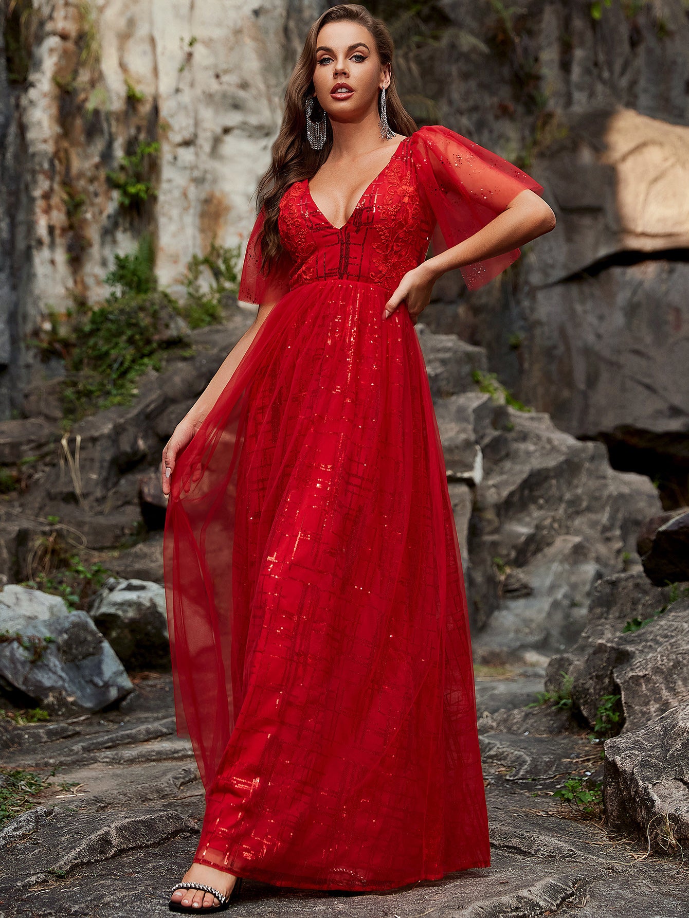 Cross-Border Dance Formal Dress Elegant Long Banquet Evening Dress Broken Size Leak-Picking Special Session