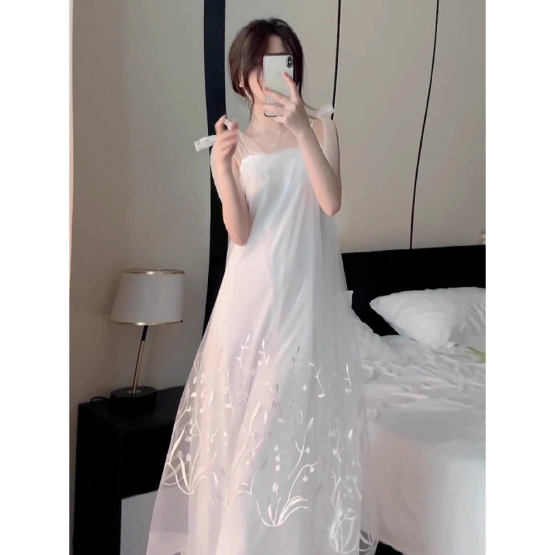 Streamer French Wedding Morning Gowns Female Bride High-End Sense Niche White Light Yarn Wedding Pajamas Morning Shot Dress