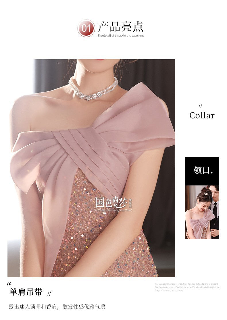 Toast Dress 2024 New Style Pink Bride Small Marriage Engagement High-Grade Wedding Dress Women's Casual Dress