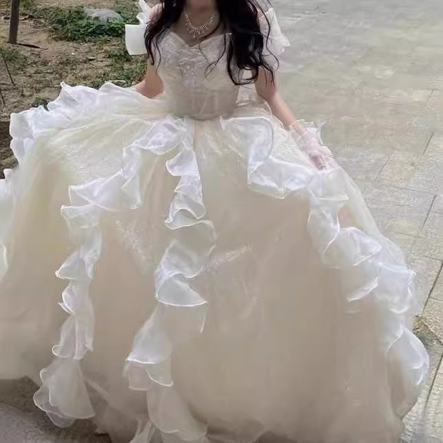 Princess Escape Evening Dress High-End Affordable Luxury 2024 New Fairy Host Pettiskirt Vocal Music Art Test Adult Ceremony