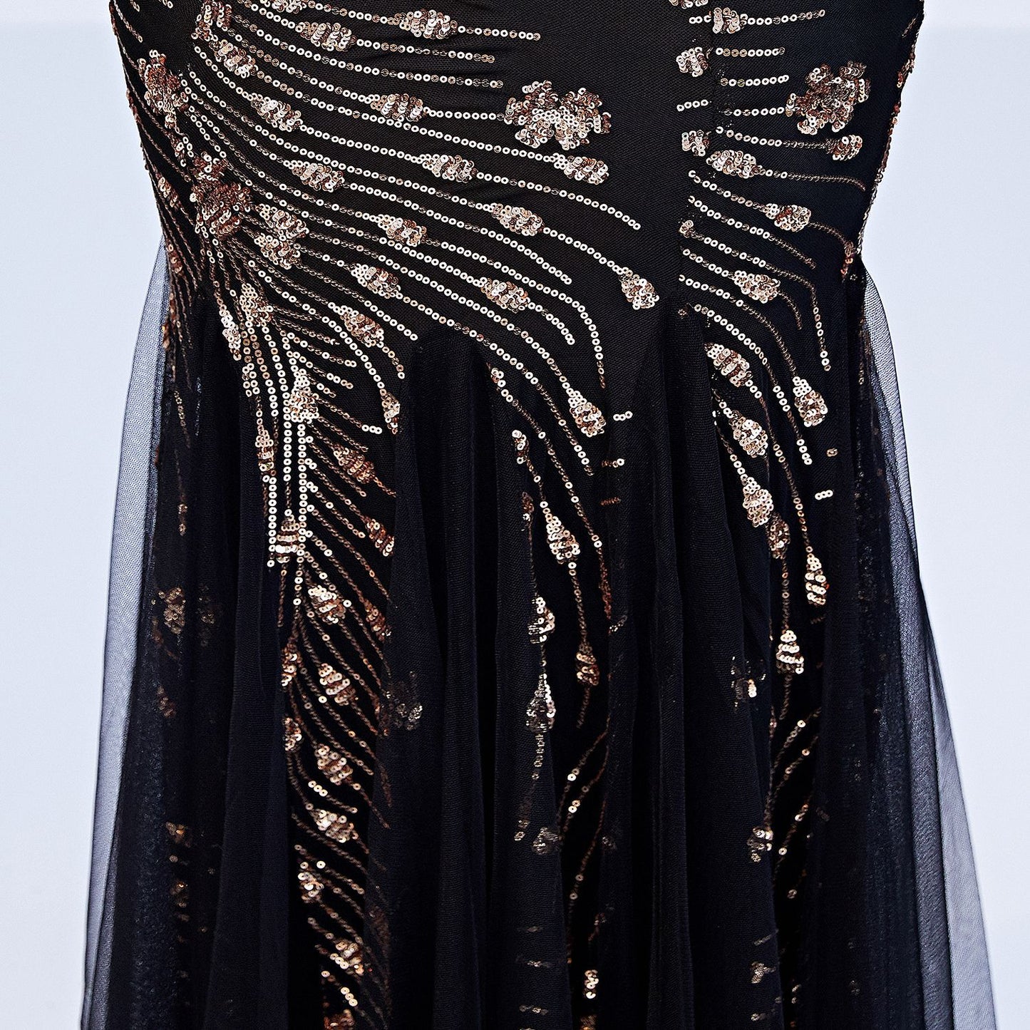 16272# Golden Evening Dress Women's Banquet Socialite Long Sequined Host Slim Fishtail Dress