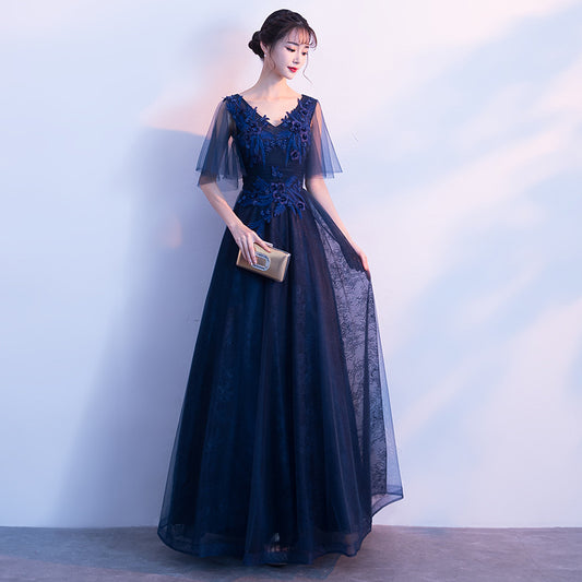 Party Dress Ball gown Blue Skirt for Women Banquet Party Elegant Long Show Host Evening Dress H989923