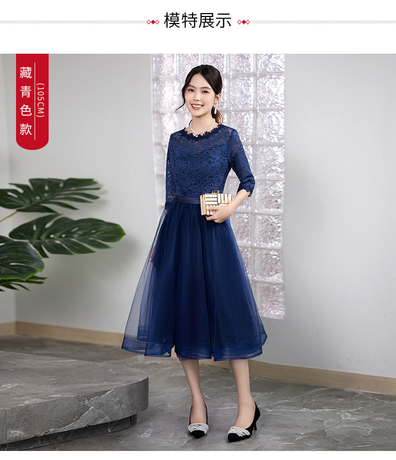 Small Dress Women's Independent Station Shopee Southeast Asia 2024 New Mid-Length Banquet Host Party Evening Dress