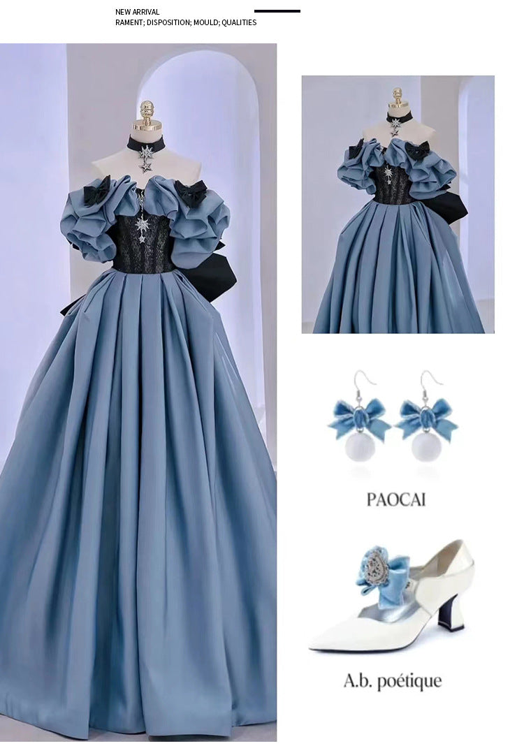 Princess Evening Dress 2023 New Banquet Host Dress Female Solo Art Exam Performance Dress Adult Ceremony Dress