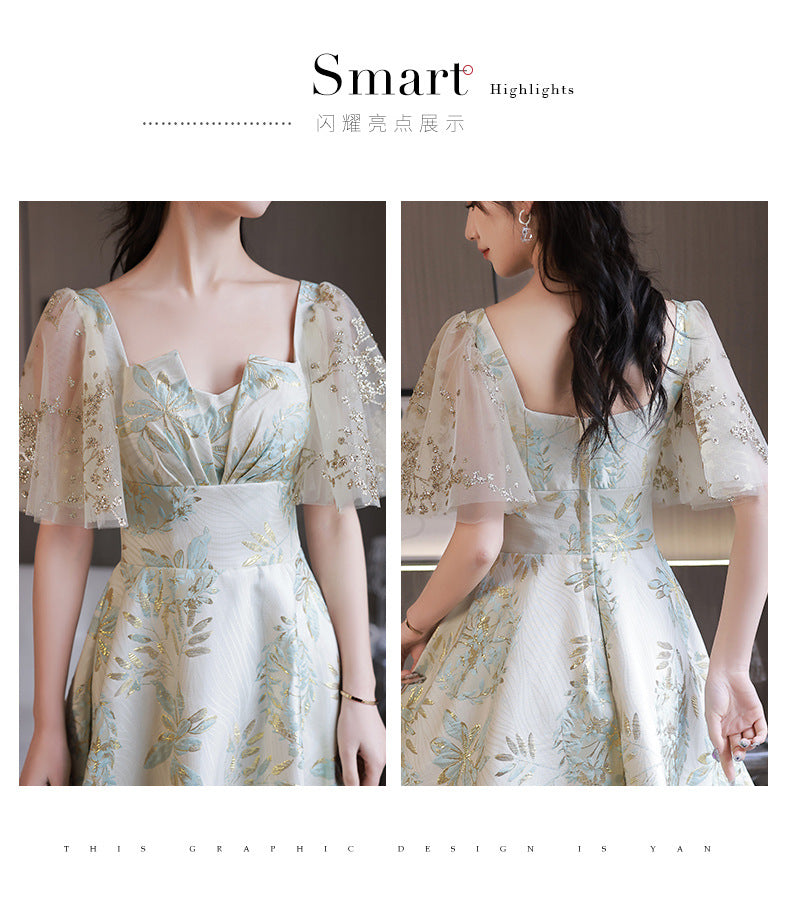 Daily Wearable French Suit 2024 New Summer Floral Bridesmaid Dress Dress Small Banquet Evening Dress