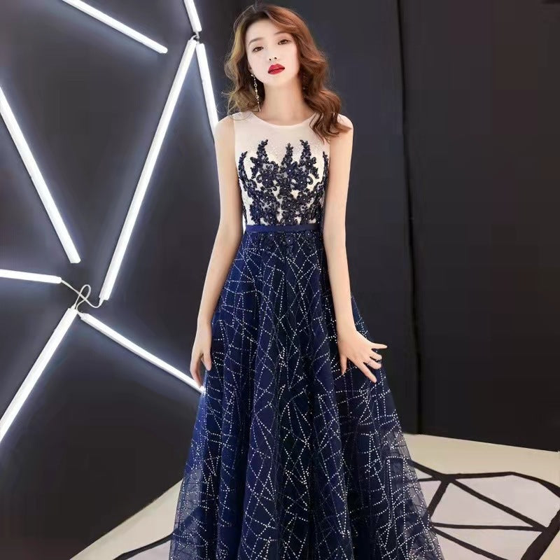 Elegant Evening Dress Women's 2024 Autumn New Annual Meeting Dignified Generous Long Slimming Host Banquet Evening Dress